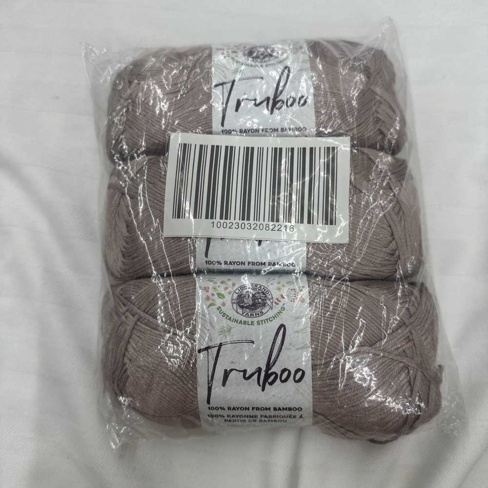 Lot Of 3 Lion Brand Truboo Yarn-Sand - 3 Pack 100% Rayon From Bamboo 3.5 oz Each